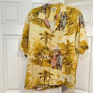 Tommy Bahama Men's Silk Button Shirt All Over Print Island Girl Elephant XXL‎